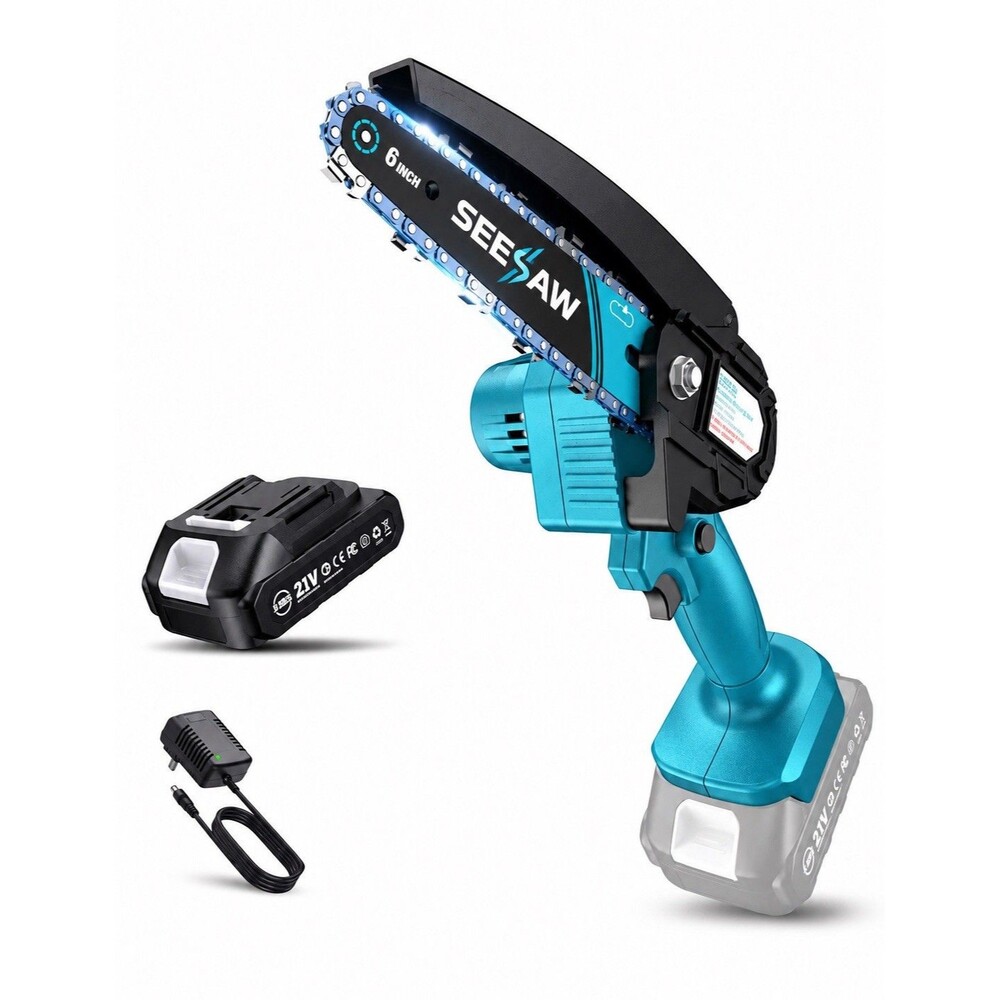 SeeSaw Mini Chainsaw 6 Inch Cordless Handheld Electric Power Chain 20V Battery